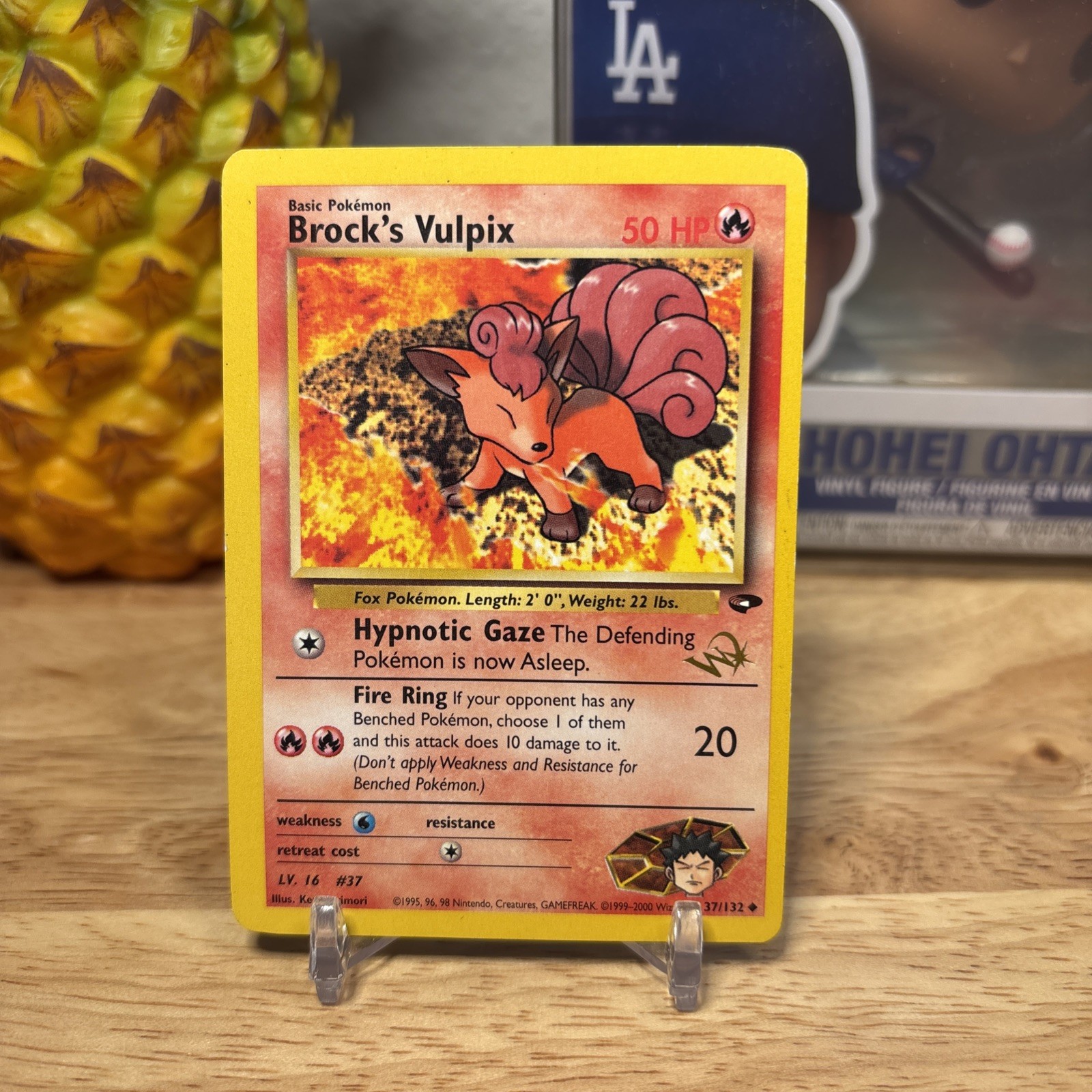 BROCK'S VULPIX W Stamp Pokemon Card - WOTC Promo - Gym Challenge - 37/132 LP (A)