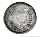 1911 Denver Barber Coin Dime US America Bust Head Wreath Ten 10 Cent D Mint