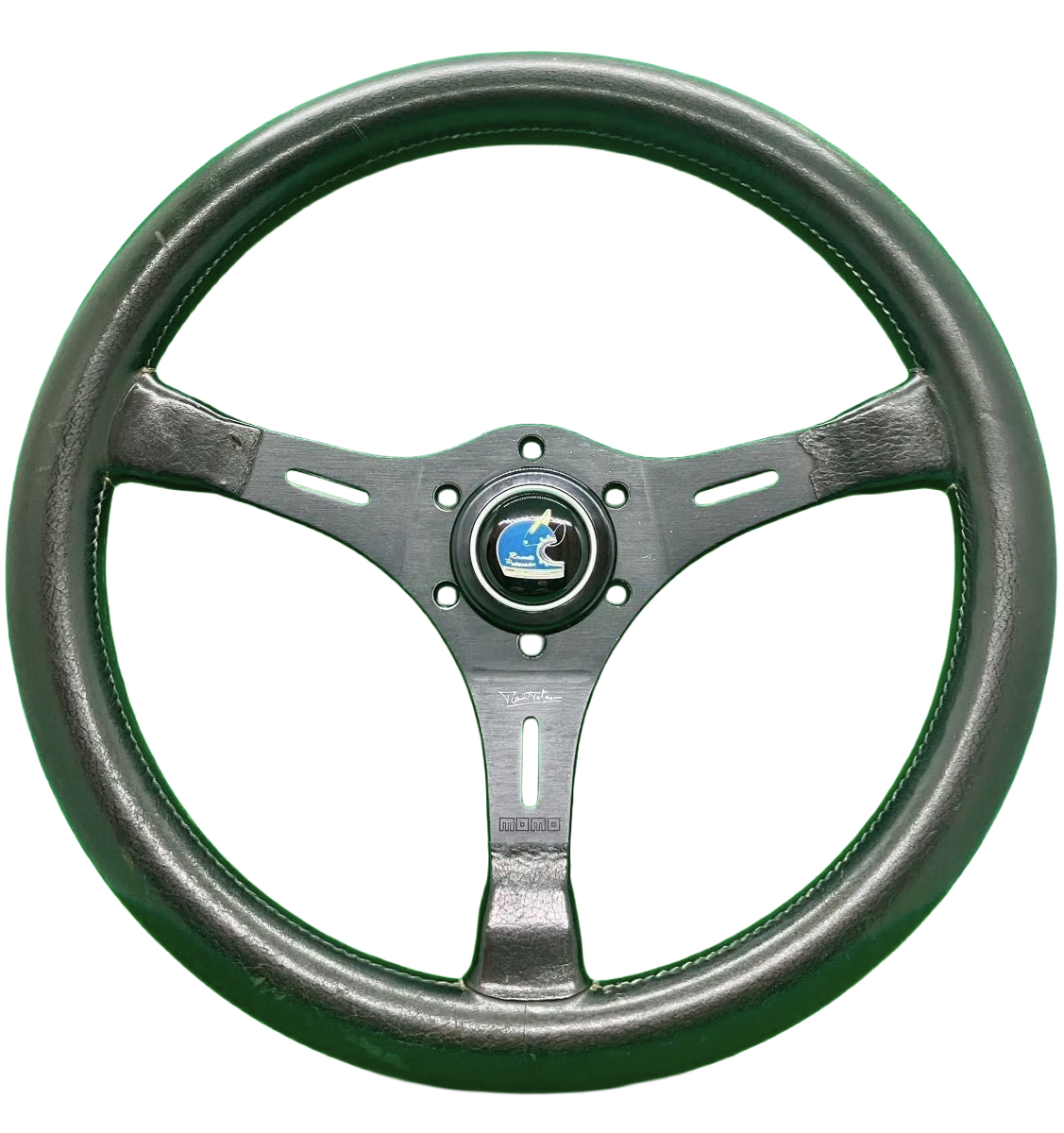 MOMO ステアリング Ronnie Peterson 3スポークヴィンテージ品 MOMO Ronnie Peterson 350mm Leather Steering Wheel Helmet Horn 911