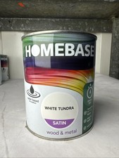 Homebase Satin Wood & Metal Paint color 'White Tundra 750ml