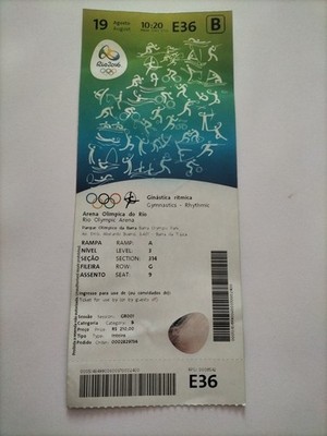 Used Ticket Olympic 19/08 2016 Rio Olympia E36 Gymnastic Rhythmic 2