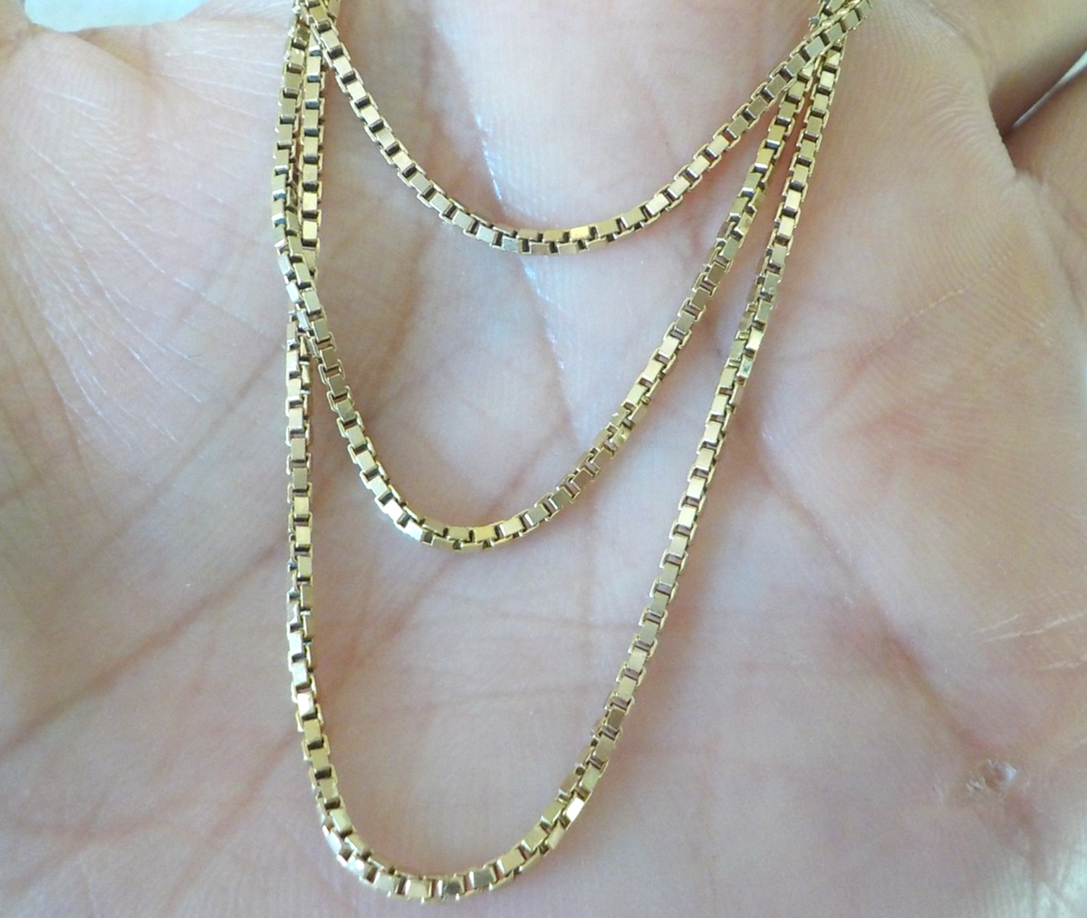 Solid 14k Yellow Gold Sturdy Box Link Chain Necklace gms