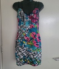 Boohoo Abstract Print Strappy Dress Size 6–8 Summer Festival Y2K Boho Mini