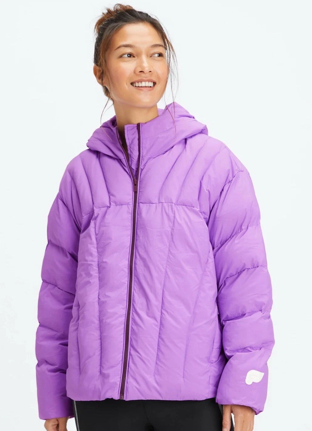 Fabletics Quilted Puffer Jacket Womens Small Purple Hooded Zip Winter