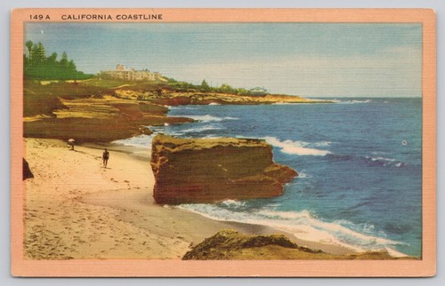 Vintage Linen Postcard California Coastline Tide Worn Rocks 1930s | eBay