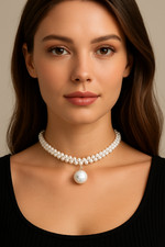 Elegant White Pearl Choker Necklace for Women   Classic Pendant Jewelry Gift