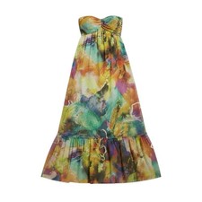 On Line Silk Strapless Bandeau Maxi Dress Multicolor Size Small 