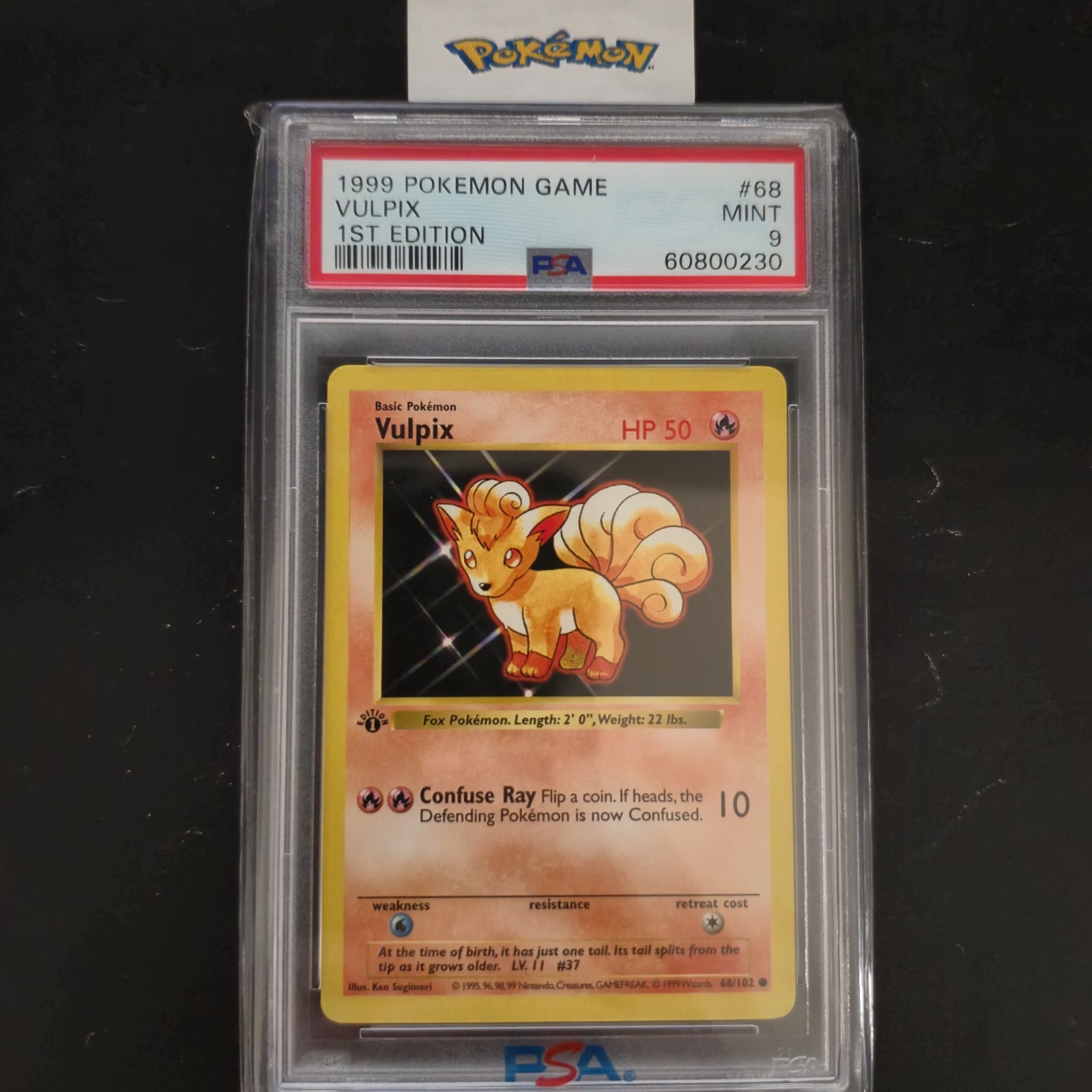 First Edition 1999 Pokemon Base Set 68/102 Vulpix PSA Mint 9