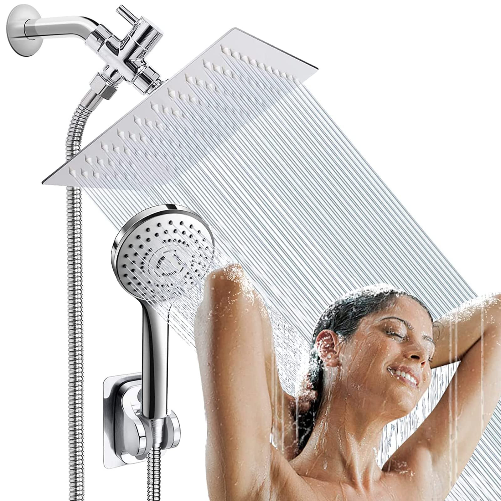 Shower Head, 6'' High Pressure Rainfall Stainless Steel Shower Head / 5 Setti...