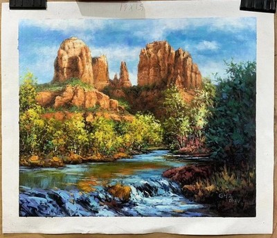 Red rock Canyon after Eric Wallis oil on canvas in stock reproduction 20''x24''