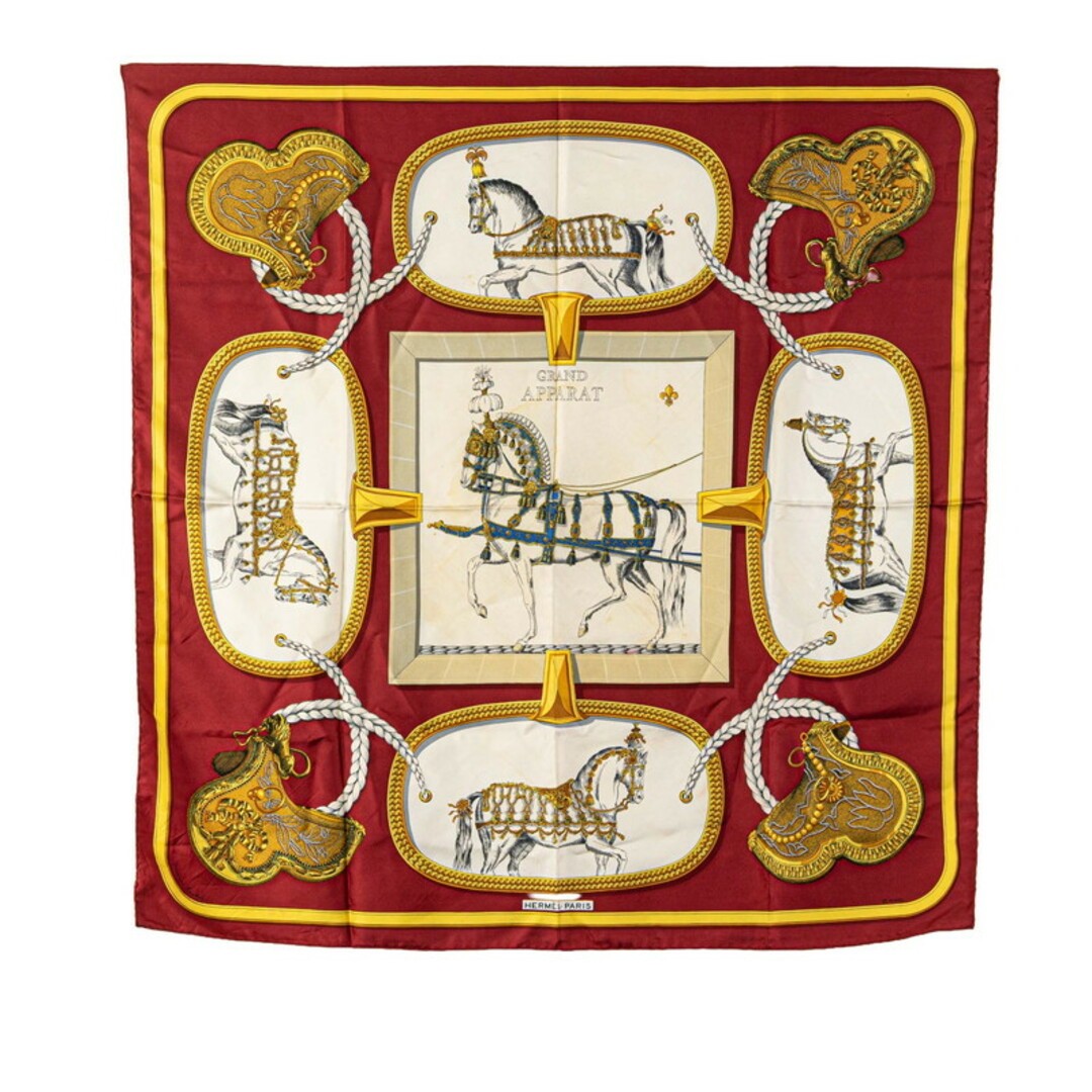 Hermes Carre90 Grand Apparat Horse Scarf Silk Women 228-14541