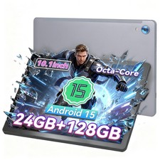 10.1 in Android 15 Tablet 24 128GB IPS Touchscreen Octa-core Processor Wi-Fi