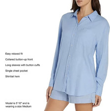 Top Blue Linen Button Down Relaxed Soft Women's Size XL Blue By Gap MSRP $69.95