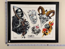 American Traditional Tattoo Flash Art Framed 11x14 Ready-to-Hang 34 Reaper