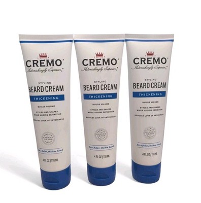 Cremo Styling Beard Cream Thickening Fuller Thicker Shapes Defines x3 Men's Lot