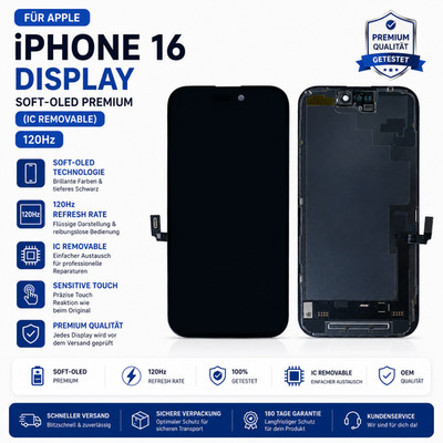Für Apple iPhone 16 Soft OLED Display And Digitizer Premium Screen Display