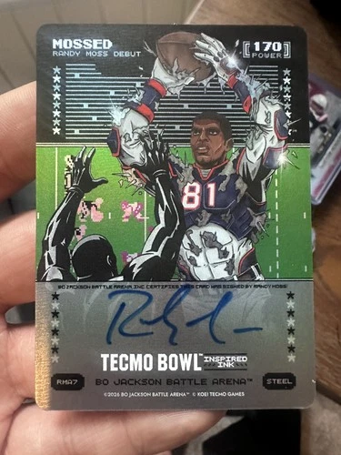 Mossed Randy Moss Auto Tecmo Bowl Bo Jackson Battle Arena Ink 170 Steel RMA7