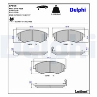 Delphi Bremsbelagsatz Scheibenbremse LP606 FüR PRO Hyundai Ssangyong Korando KIA