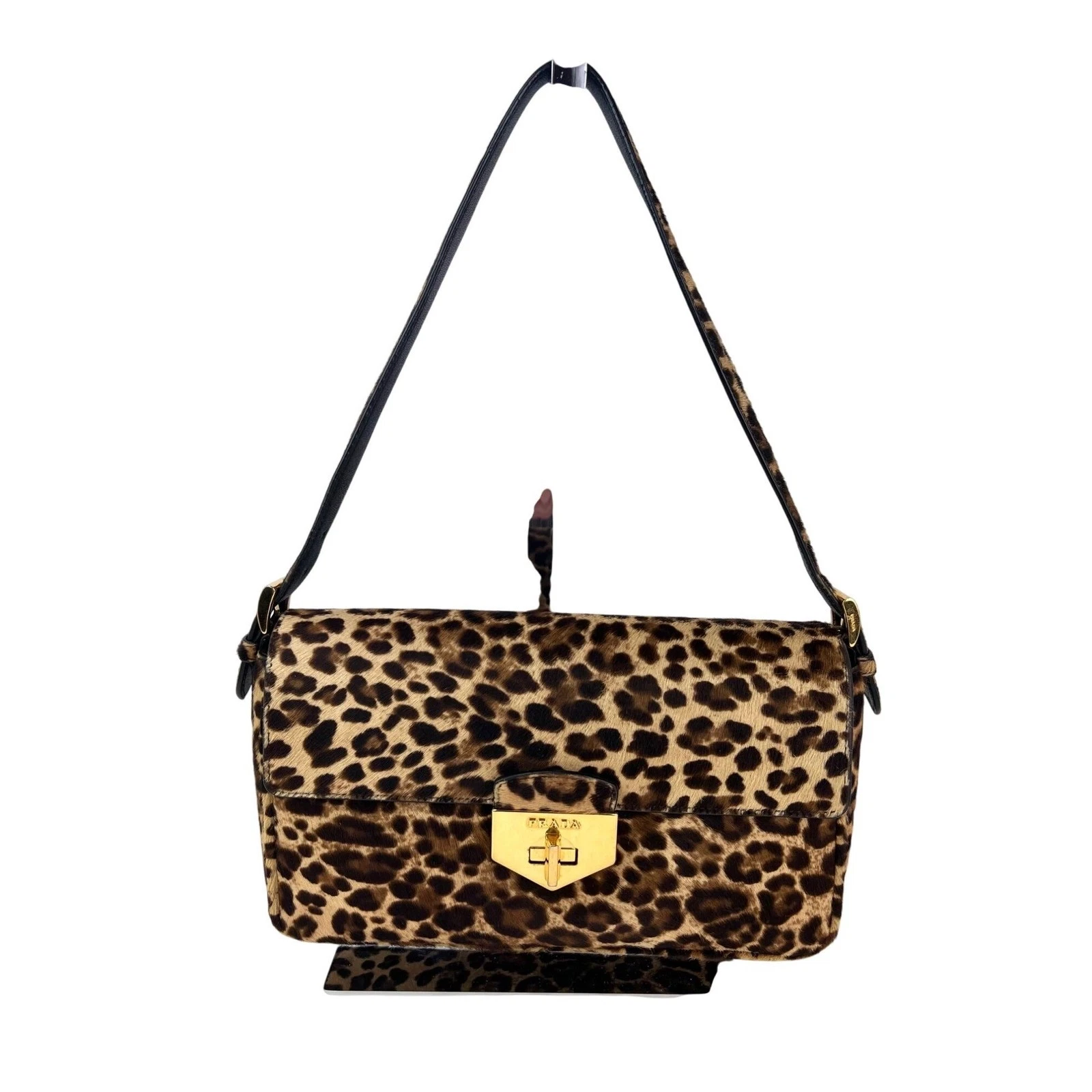Borsa a tracolla Prada Cavallino leopardata capelli di vitello donna marrone taglia unica