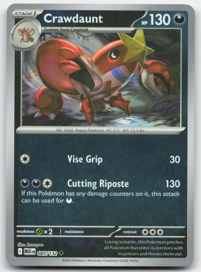 Crawdaunt Reverse Holo ME01: Mega Evolution 085/132 NM