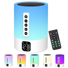 Alarm Clock Bluetooth Speaker, Night Light White Noise Machine Touch Bedside ...