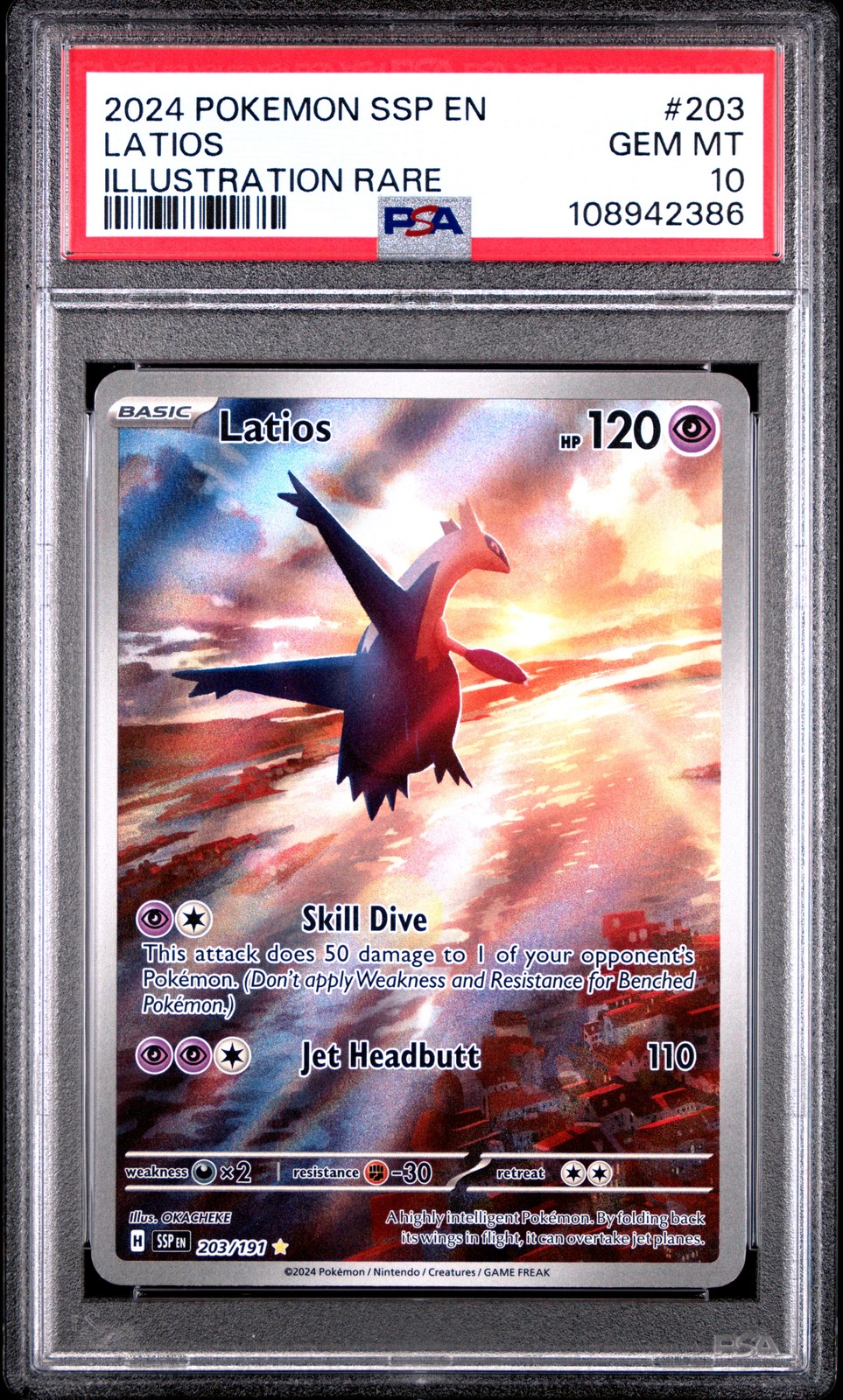 2024 POKEMON SSP EN-SURGING SPARKS ILLUSTRATION RARE #203 LATIOS PSA 10