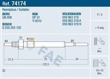 FAE Glühkerze 74174 für 4D8 3B2 8D2 SUPERB B6 VW AUDI A8 ALLROAD B7 SKODA 3B5 A4