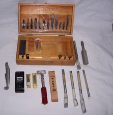 Vintage X-Acto Knife / Wood Working Tools Carving Set In Wood Box LARGE SET