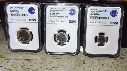 2024 $1 Ascension Fractional Reverse Proof Silver Buffalo Coin Set NGC PF70