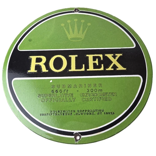 Vintage Rolex Luxury Watches Porcelain Sign - Submariner Store Gas Pump Sign