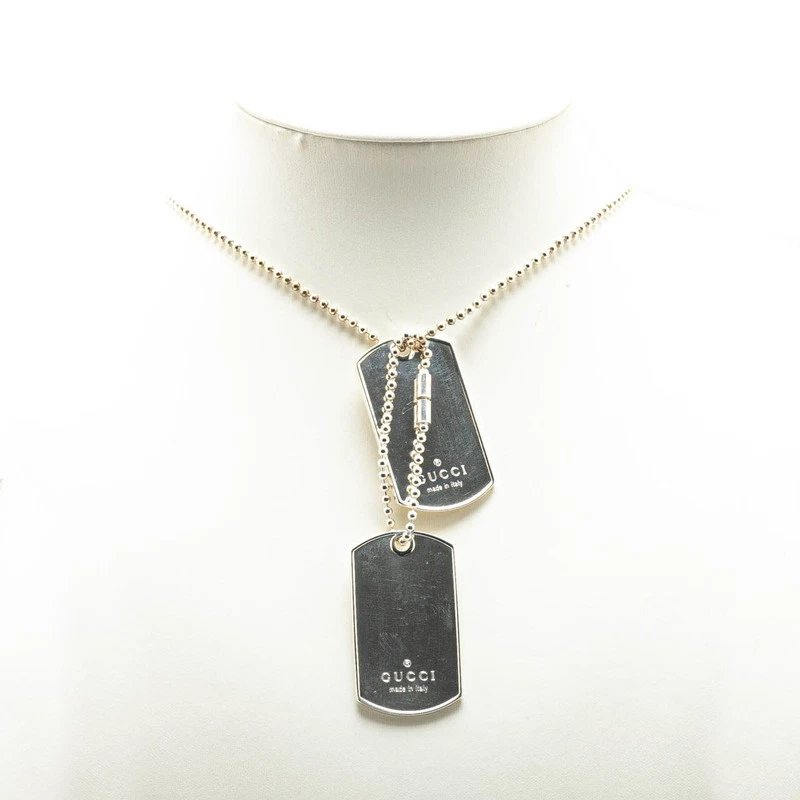 GUCCI Collana Cane Tag Sfera Catena Ciondolo SV925 Argento Uomo Donna Accessori