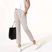 Aritzia Babaton Cohen Light Grey Pleated Cropped Pants Size 6