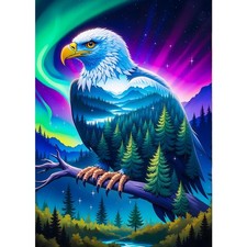 DIY Bald Eagle 5D Diamond Art Kits, Round Full Drill Sparkling Fantasy Eagle Dia