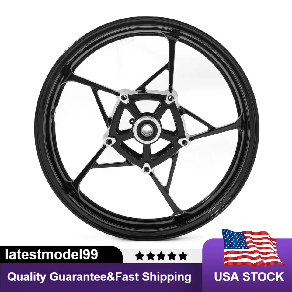 17"x3.5"Front Wheel Rim Gloss Black Fit Kawasaki Z900 Z650 Ninja 650 2017-2025 — 第 4/4 张图片