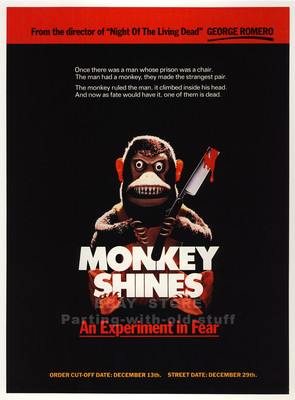 MONKEY SHINES - Original 1988 Trade AD / ADVERT_ George Romero