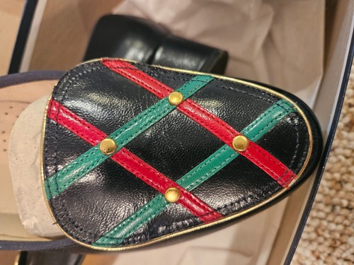 Vintage Johansen NAVY GREEN RED GOLD HOLIDAY LOAFER Shoes Size 7.5 WITH BOX - Picture 10 of 13