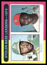 1975 Topps #309 1974 Stolen Base Leaders (Bill North / Lou Brock) Baseball Card