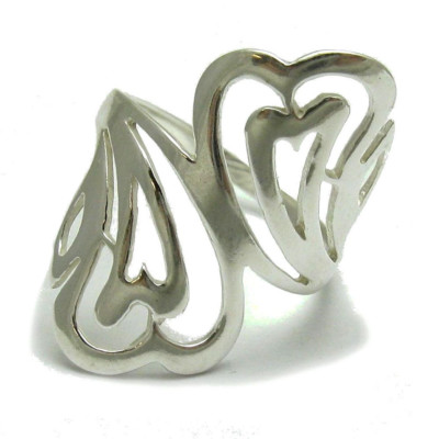 Genuine Sterling Silver Ring Two Heart Solid Punctured 925 Handmade