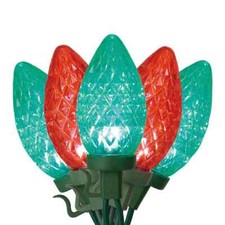 25 Holiday Living Red  Green Diamond Faceted C9 LED String Lights - 2127306
