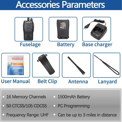 1/2 SZTUK 888S Walkie Talkie UHF 400 470MHz 888s Dalekiego zasięgu Dwukierunkowe radia szynkowe - Zdjęcie 24 z 30
