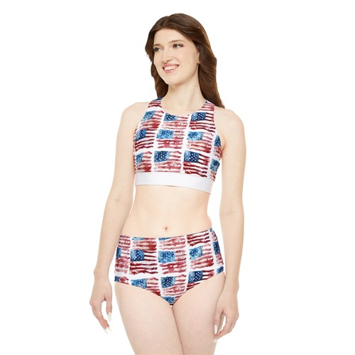 American Flag Bathing Suit - Women's Swimwear - 4th of July - Patriotic - Picture 4 of 5