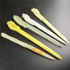 Antique Xiuyu Jade Hairpin Headdress Pan-Women Retro Jewelry Hosta Hairpin 1pc