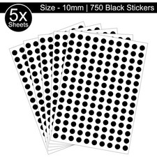 10mm Size 750 Coloured Dot Stickers Round Sticky Dots Adhesive Circles Labels