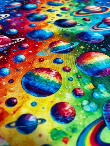 Jersey Baumwollstoff Weltall in Regenbogenfarben Planeten Galaxy Stoffe Stoff - Bild 7 von 12