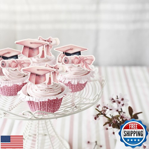 60 PCS Graduation Cap Edible Cupcake Toppers Wafer Paper 2025 Congrats Cap Cu - Picture 5 of 5