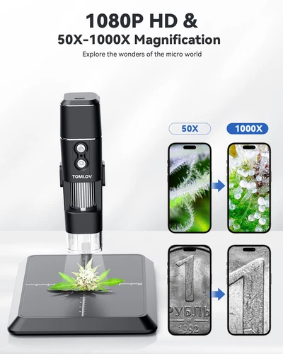 TOMLOV 1000x Digital Microscope USB Microscope 1080P Coin Scope Camera Magnifier - Picture 5 of 16