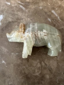 Light Green Stone Pig Statue