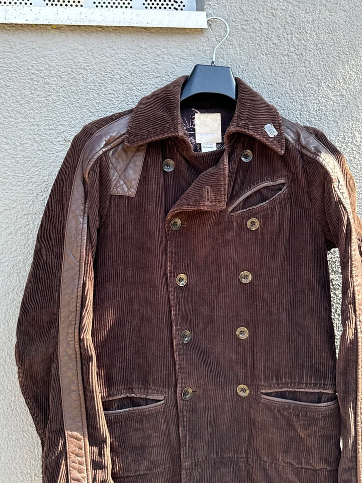 Chaqueta Blazer De Colección Diesel Industry Para Mujer Marrón Pana Cuero Talla M Foto 2 de 4