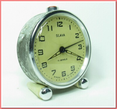 Slava alarm clock, mechanical, vintage decoration year 1980's #317241