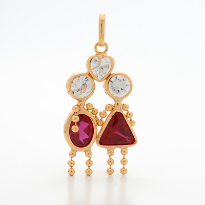 NEW 9ct Yellow Gold Gem Baby Pendant Couple Mum Dad Love Charm RRP $195 Lovers 
